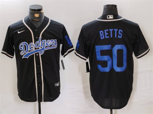 Los Angeles Dodgers #50 Mookie Betts Black Cool Base With Patch Stitched Jersey